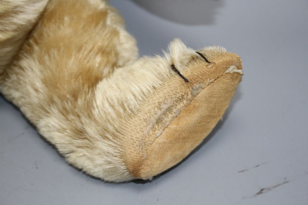 A Chiltern Hugmee c.1930 bear, 18in., blond mohair, hair loss front tummy, repair to right paw, split to left paw